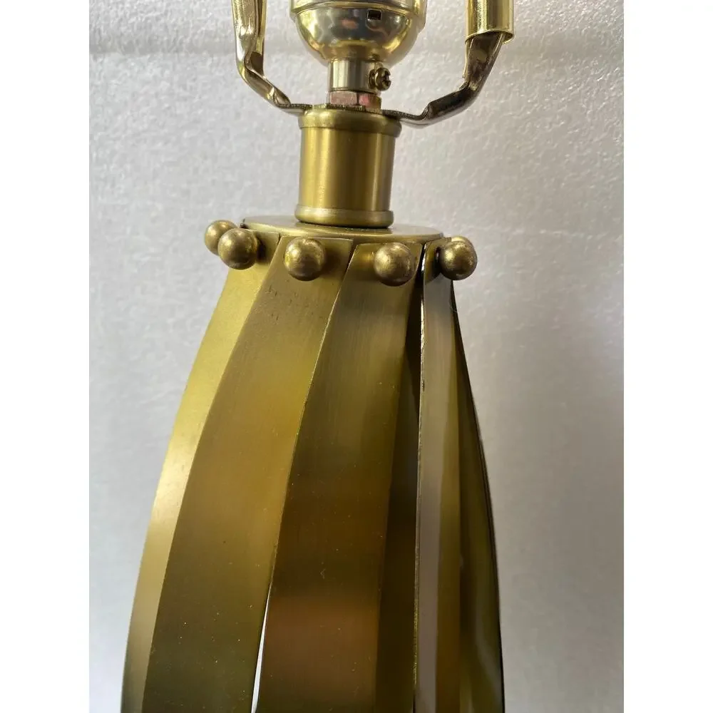 Elegant Gold Table Lamp with Gold Sculptural Metal Body Modern Acrylic Base